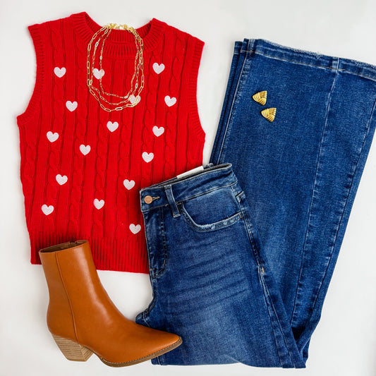 Heart Embroidered Sweater Vest