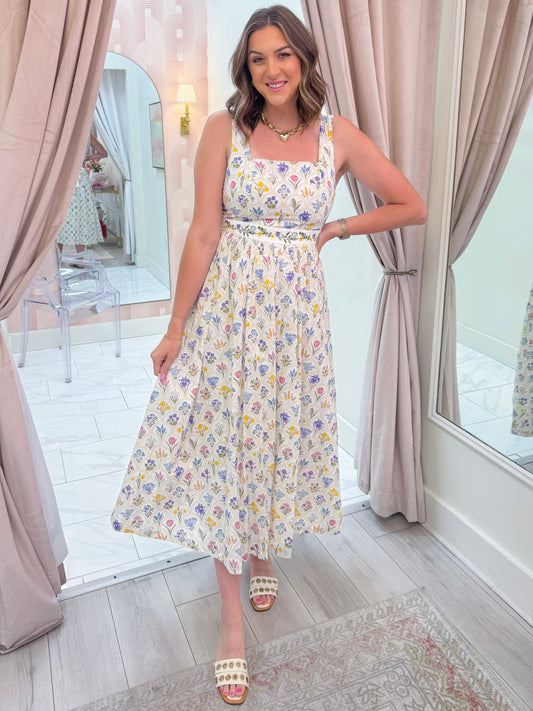 Daffodil Embroidered Waist Maxi Dress