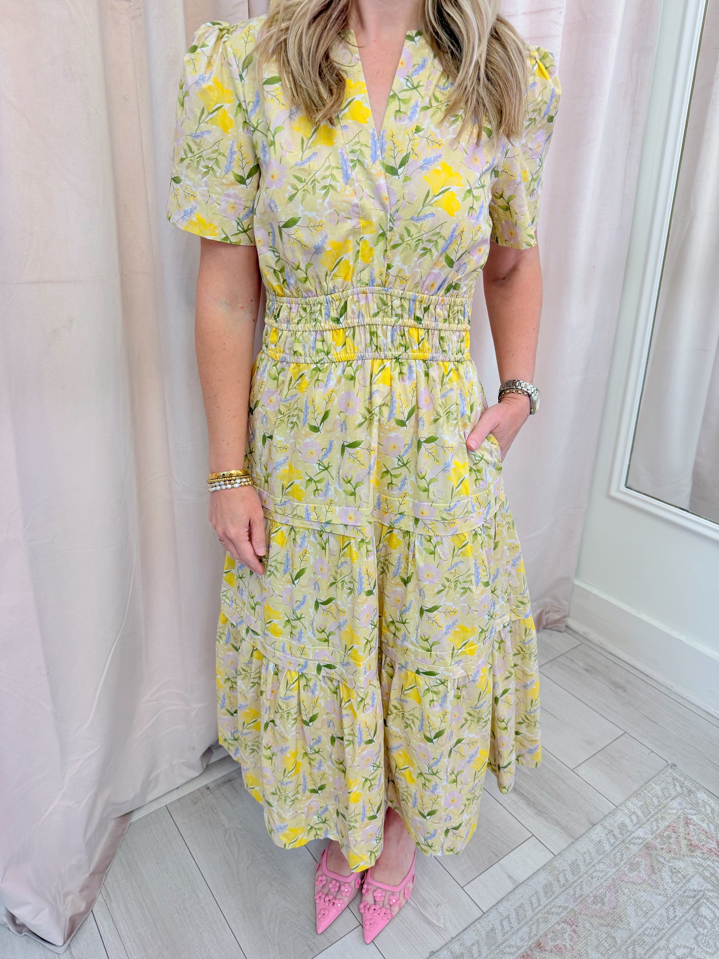 Spring Pintuck Midi Dress