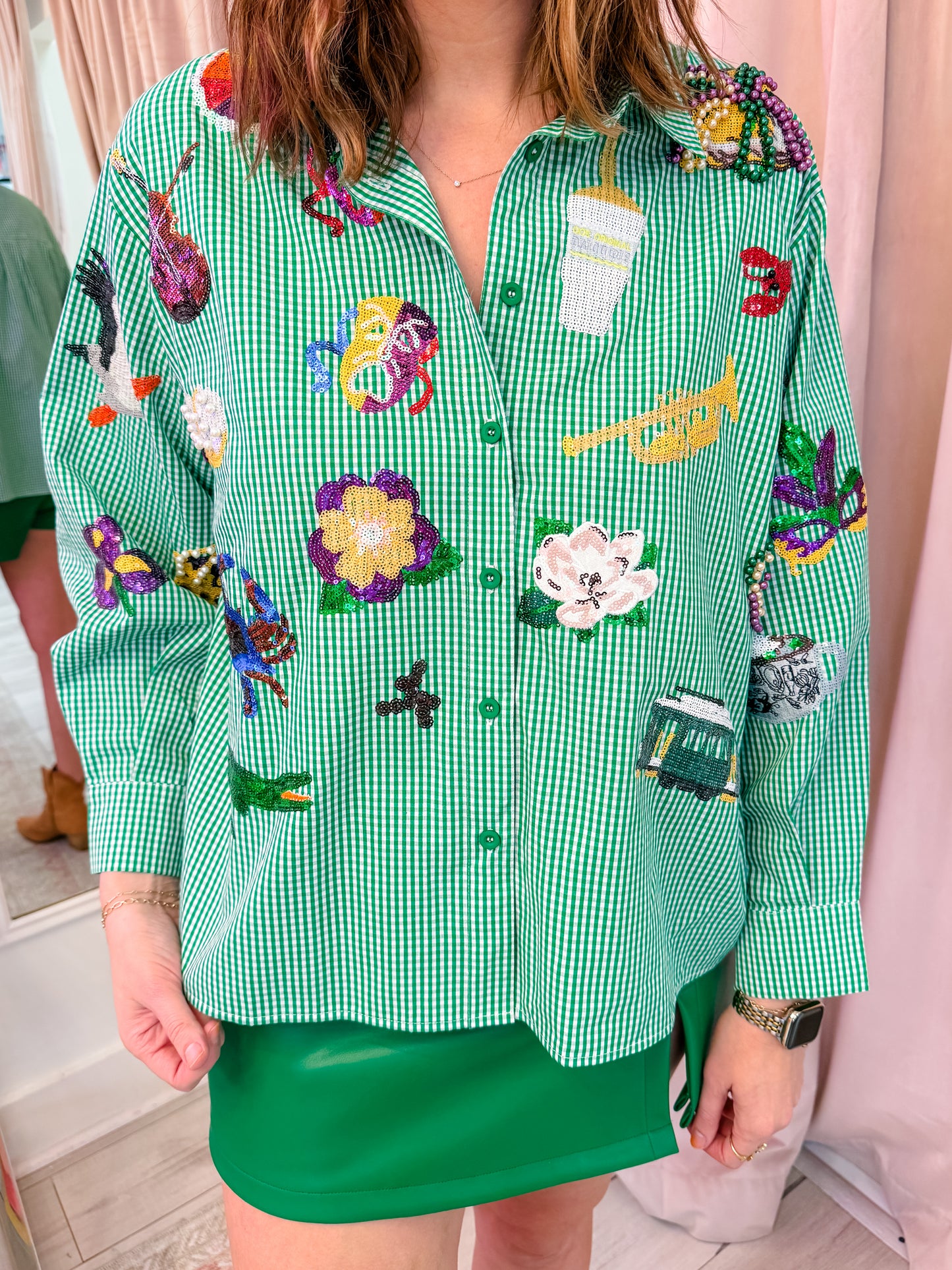 Gingham Mardi Gras Icon Top
