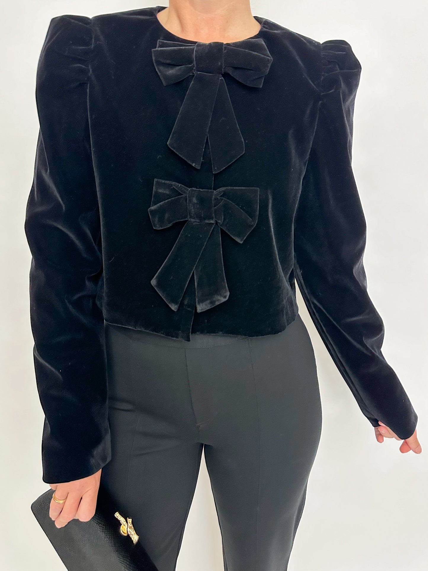 Natalia Bow Detail Velvet Jacket