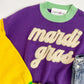 Colorblock Fuzzy Mardi Gras Sweater