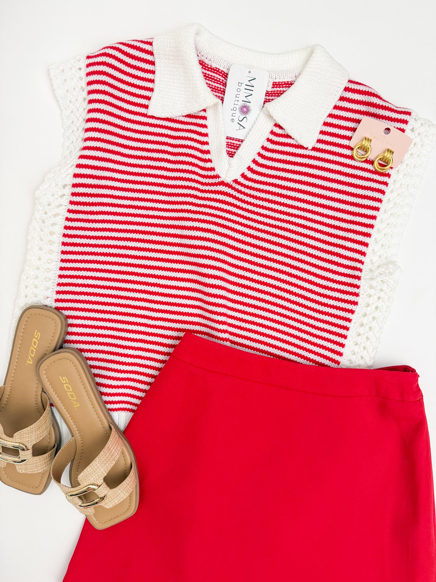Stripe V-Neck Sleeveless Sweater