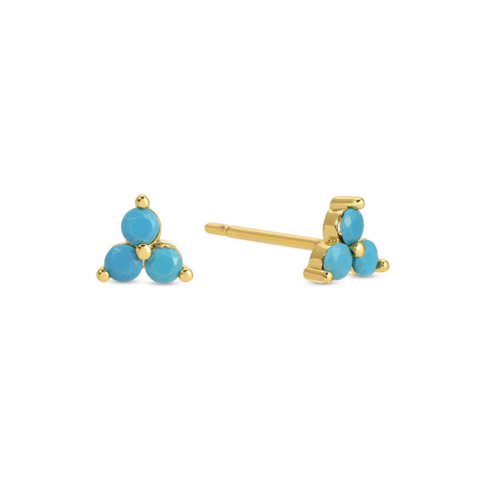 Turq Triple Cluster Studs on Velvet Tag