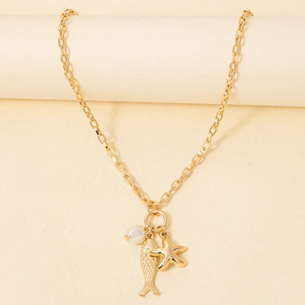 Fish And Starfish Pendants Necklace