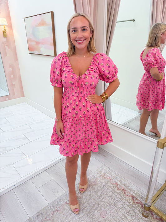 Floral Serenity Tiered Mini Dress