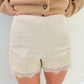 Ivory High Waist Lace Trim Short