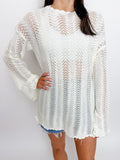 Packable Pullover White Crochet