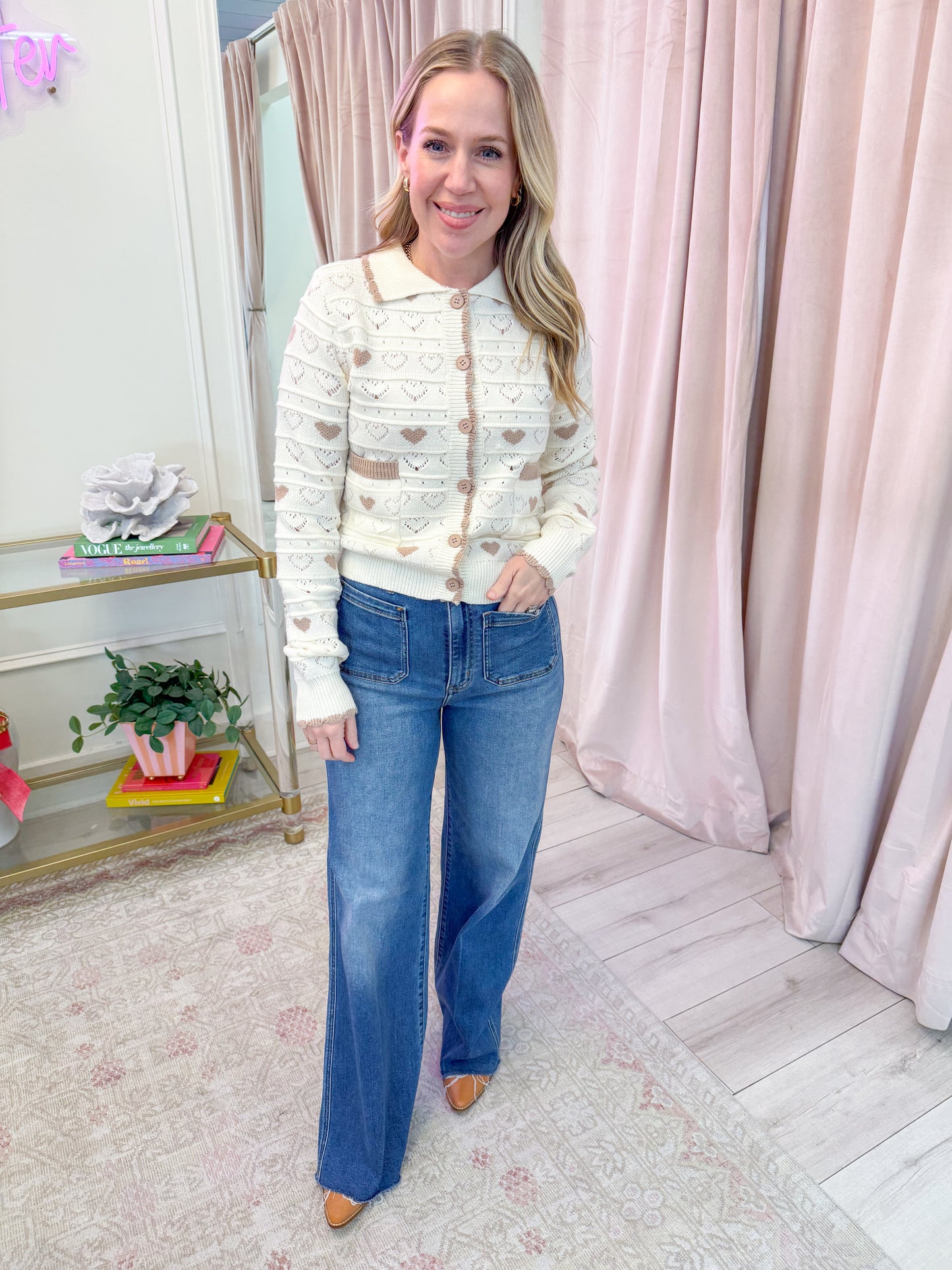 Delicate Hearts Button Up Cardigan