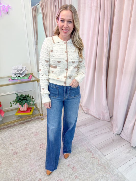 Delicate Hearts Button Up Cardigan
