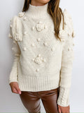 Pom Pom Rose Knit Sweater