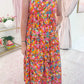 Painted Floral Scoop Back Maxi Dress
