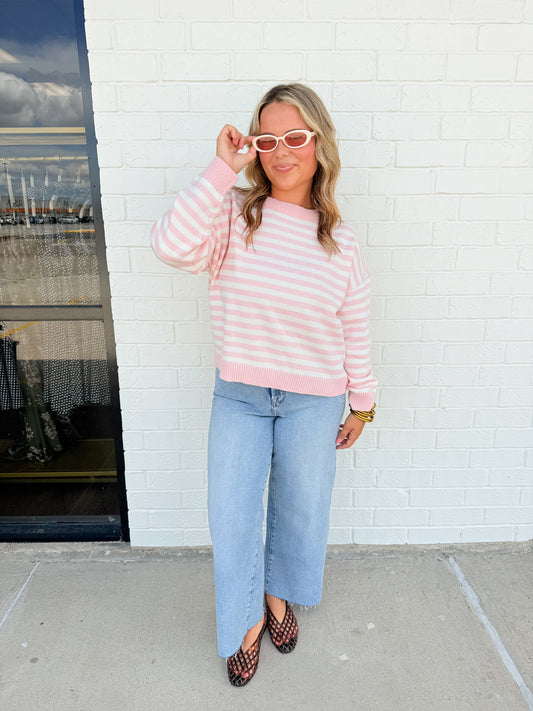 Blush Stripe Crewneck Sweater
