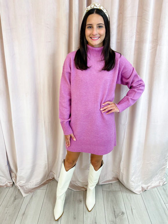 Clarisse High Neck Sweater Dress