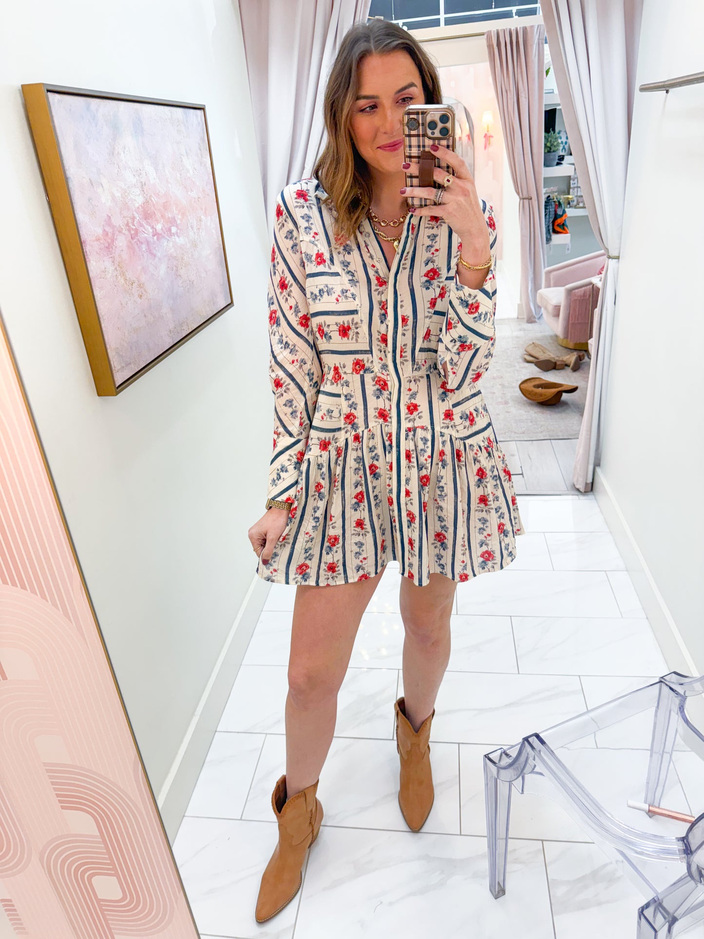 Prudent Floral Drop Waist Mini Dress