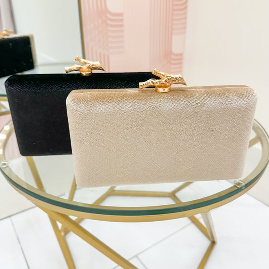 Textured Velvet Box Clutch