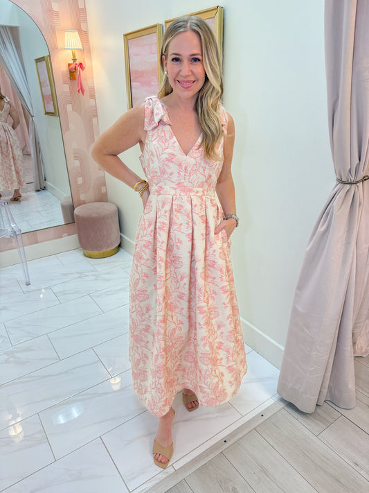 Toile de Fleur Jacquard Maxi Dress