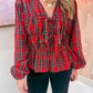 Tartan Tie Front Blouse