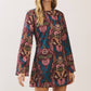 Floral Print Bell Sleeve Mini Dress