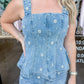 Fiorella Embellished Denim Top