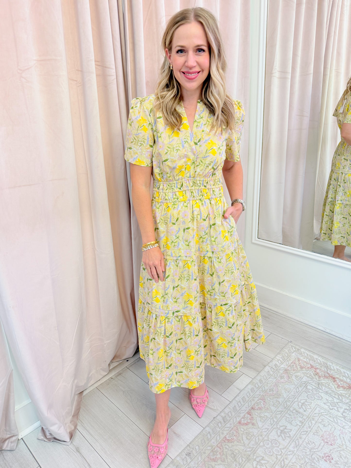 Spring Pintuck Midi Dress