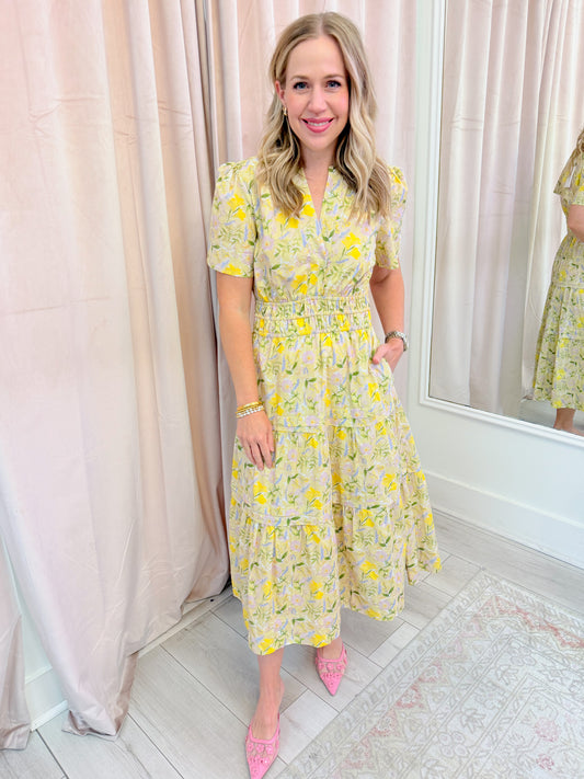 Spring Pintuck Midi Dress