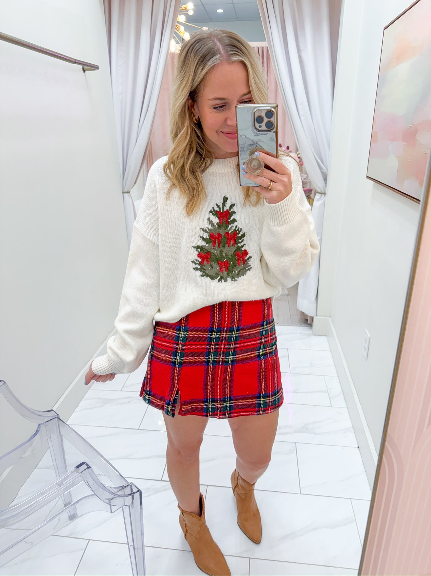 Yuletide Plaid Skort
