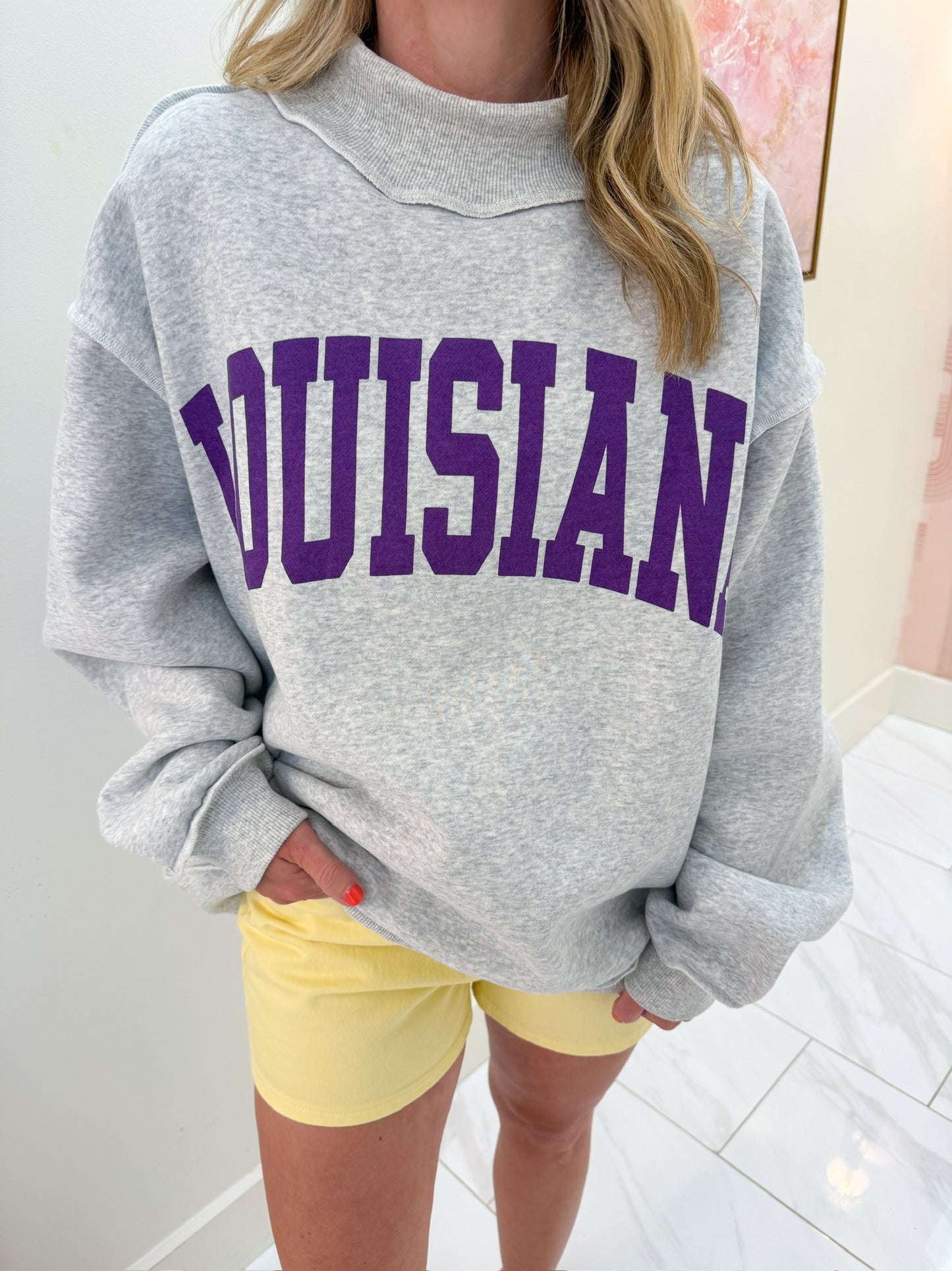 Louisiana/Tigers Reversible Mock Neck Sweatshirt