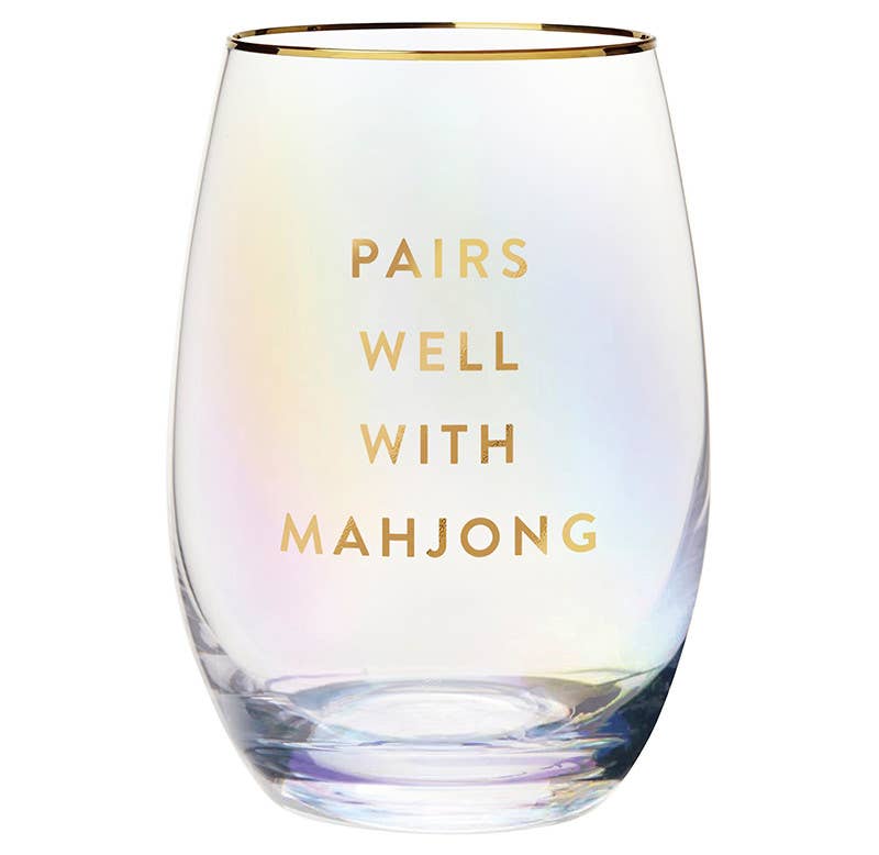 Pairs Well with Mahjong Stemless Wine Glass