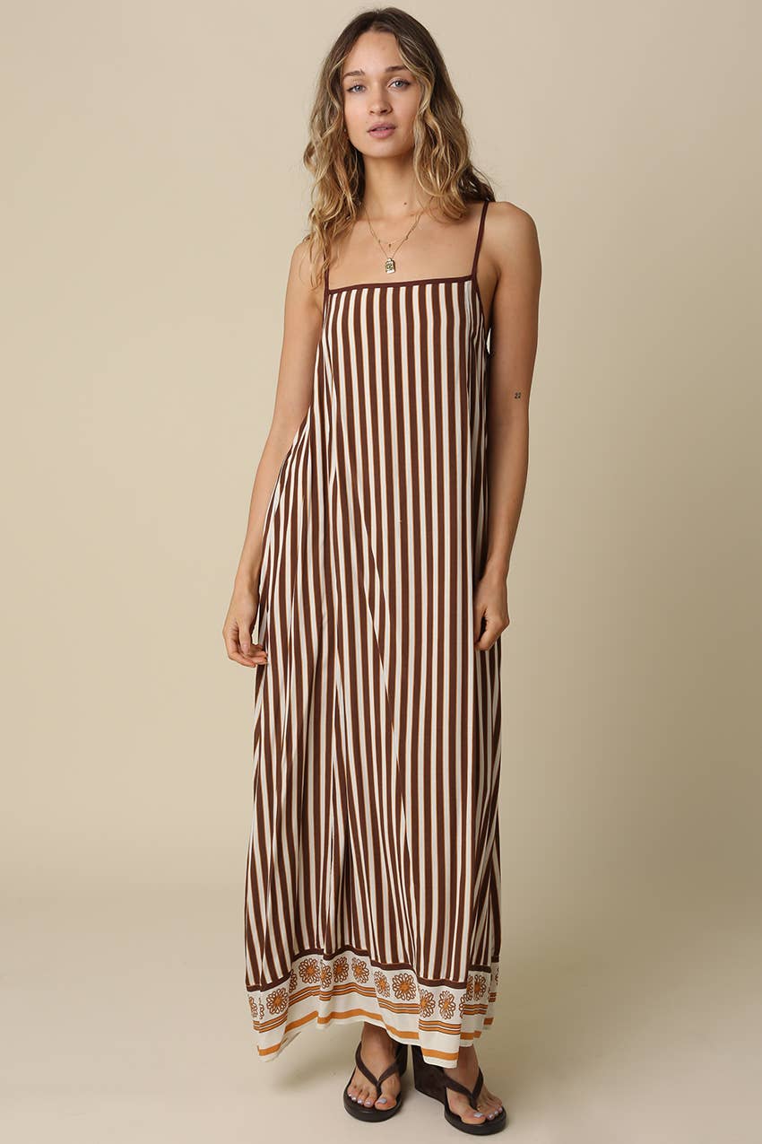 Lesly Striped Open Back Maxi Dress