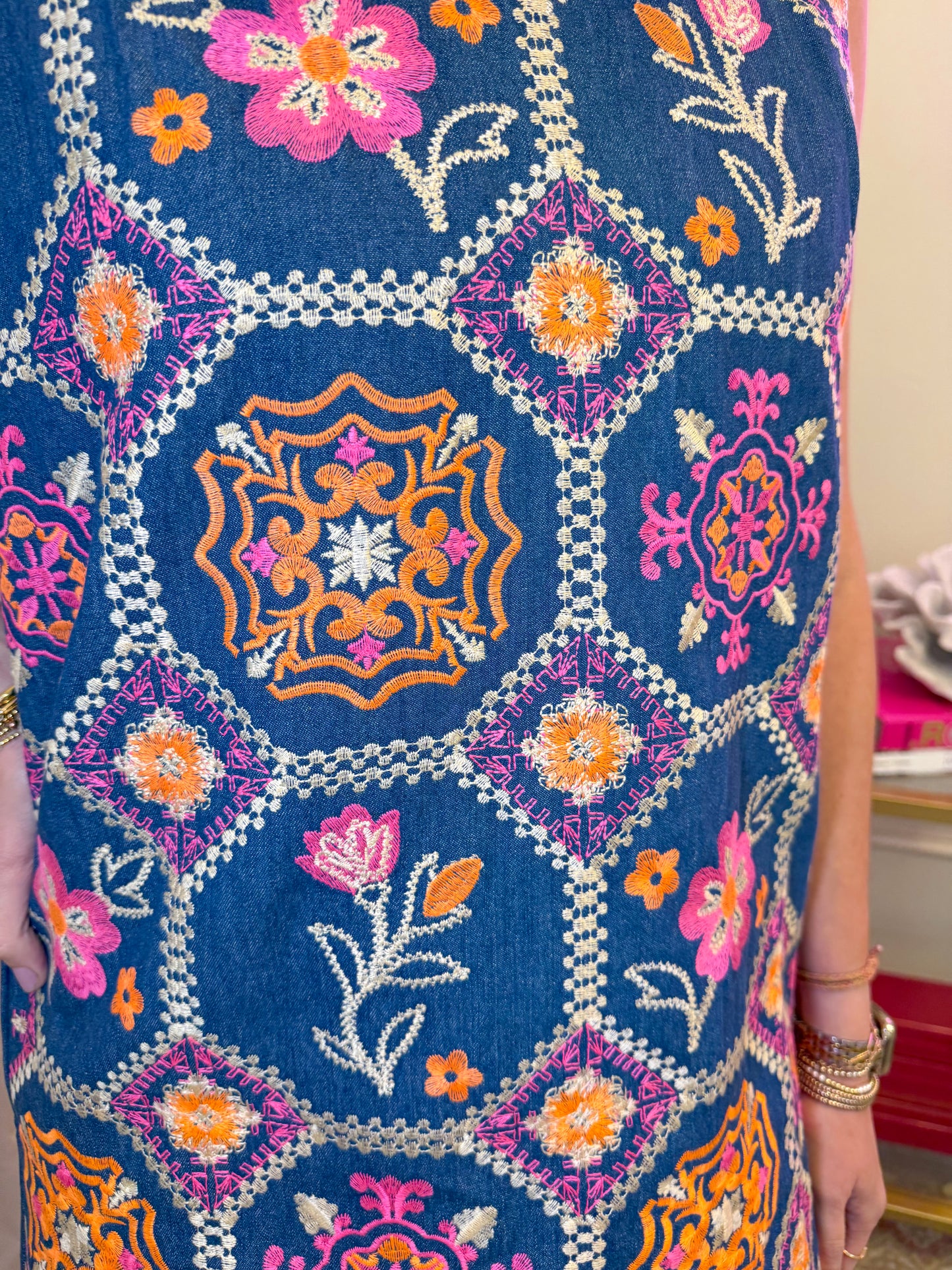 Jessa Embroidered Denim Mini Dress