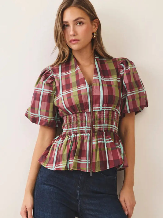 Falling For Plaid Blouse