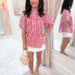 Americana Stripe Pleated Button Up Blouse