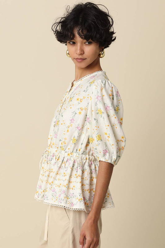 Alma Daisy Tie Waist Peplum Blouse