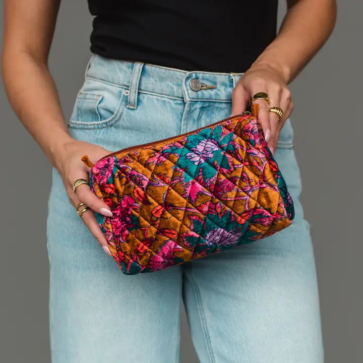 Multicolored Floral Travel Pouch