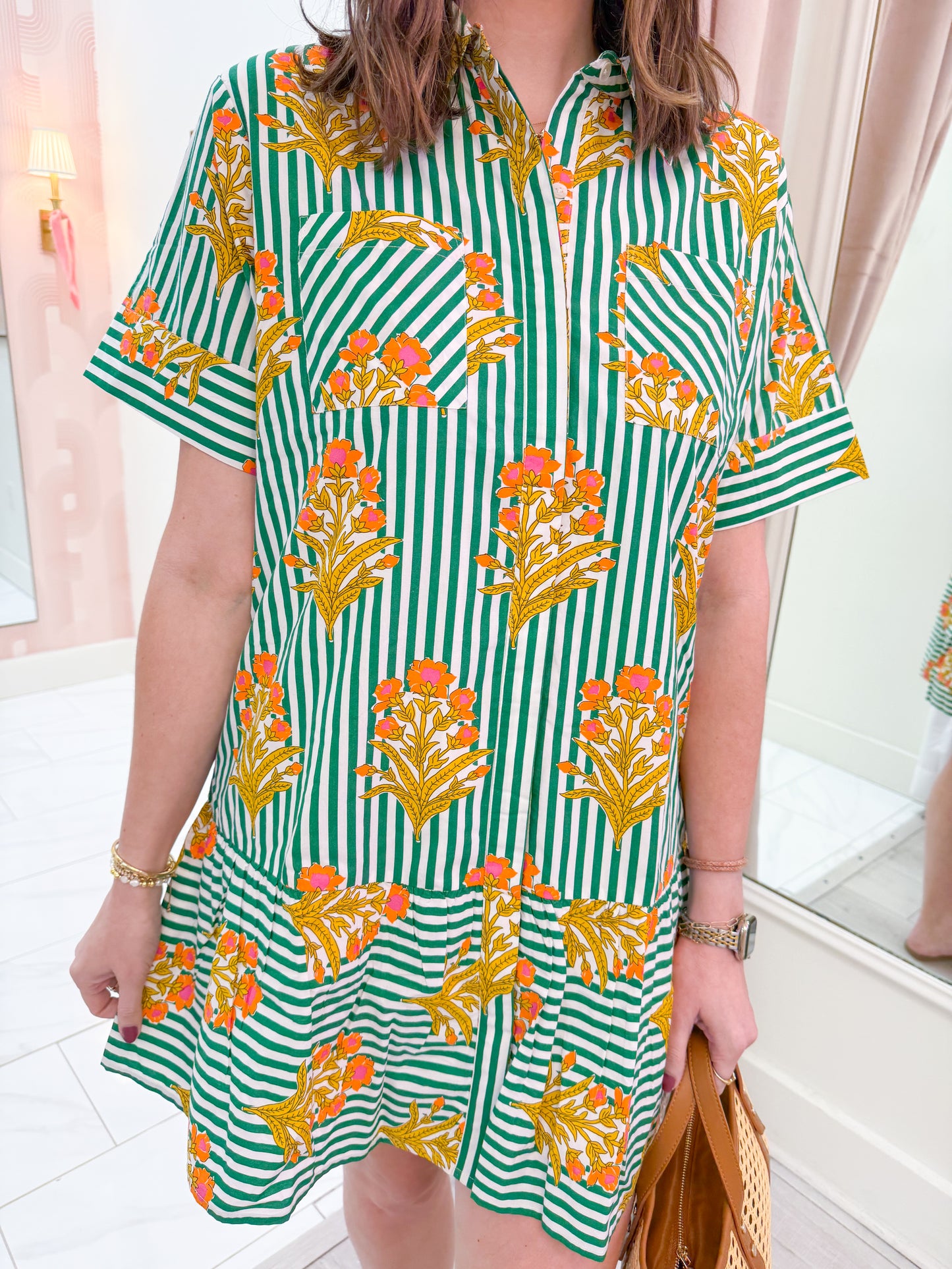 Elowen Striped Floral Mini Dress