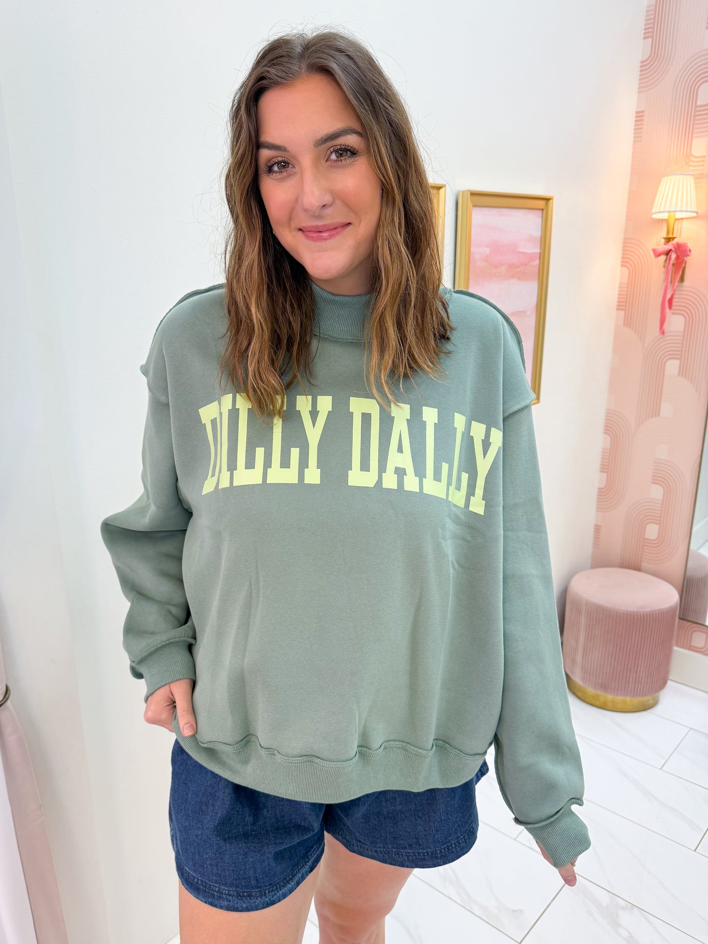 Dilly Dally Reversible Mock Neck Sweatshirt