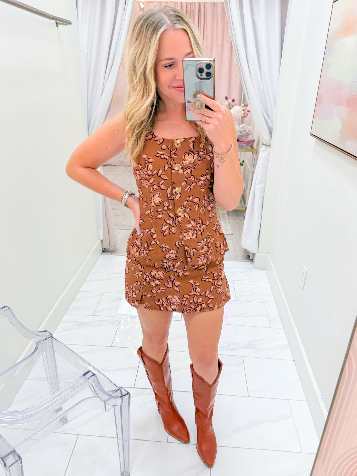 Dulce Floral Vest & Skort Set