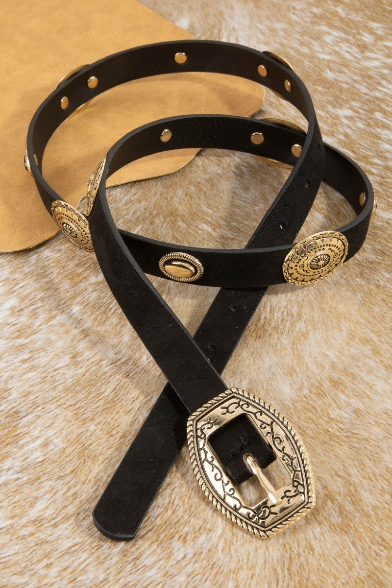 Concho Suede Vegan Leather Belt