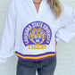 LSU Striped Collar Circular Mascot Sweatshirt