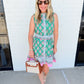 Floral Border Print Belted Mini Dress