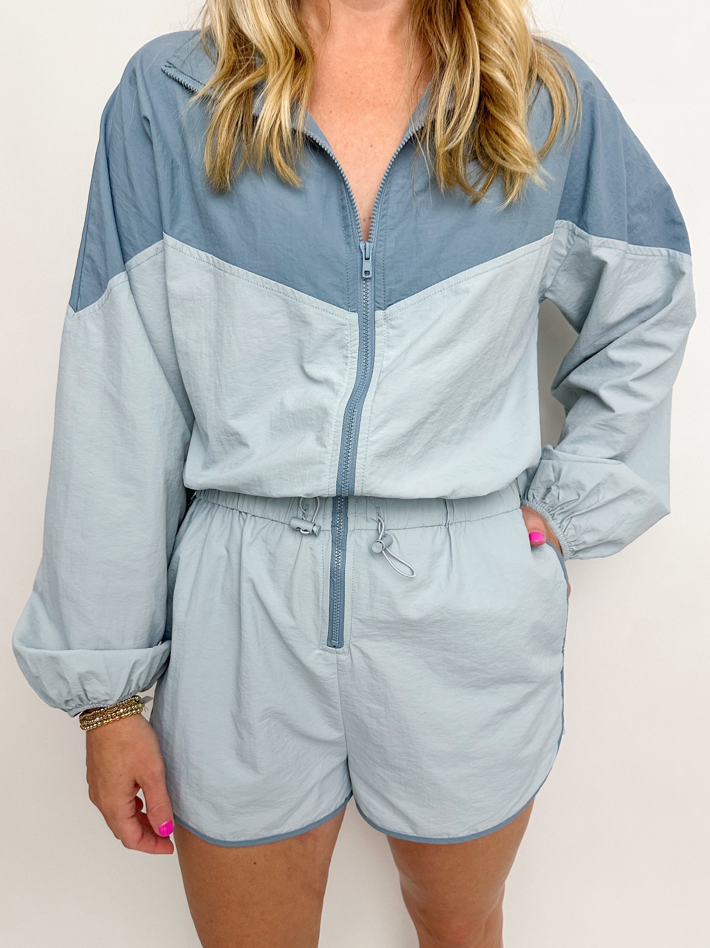 Contrast Nylon LS Romper