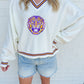 LSU Vneck Sweater with Small Mascot