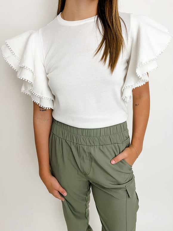 Rania Double Ruffle Sweater Top