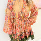 Evening Garden Mini Dress with Tie Belt