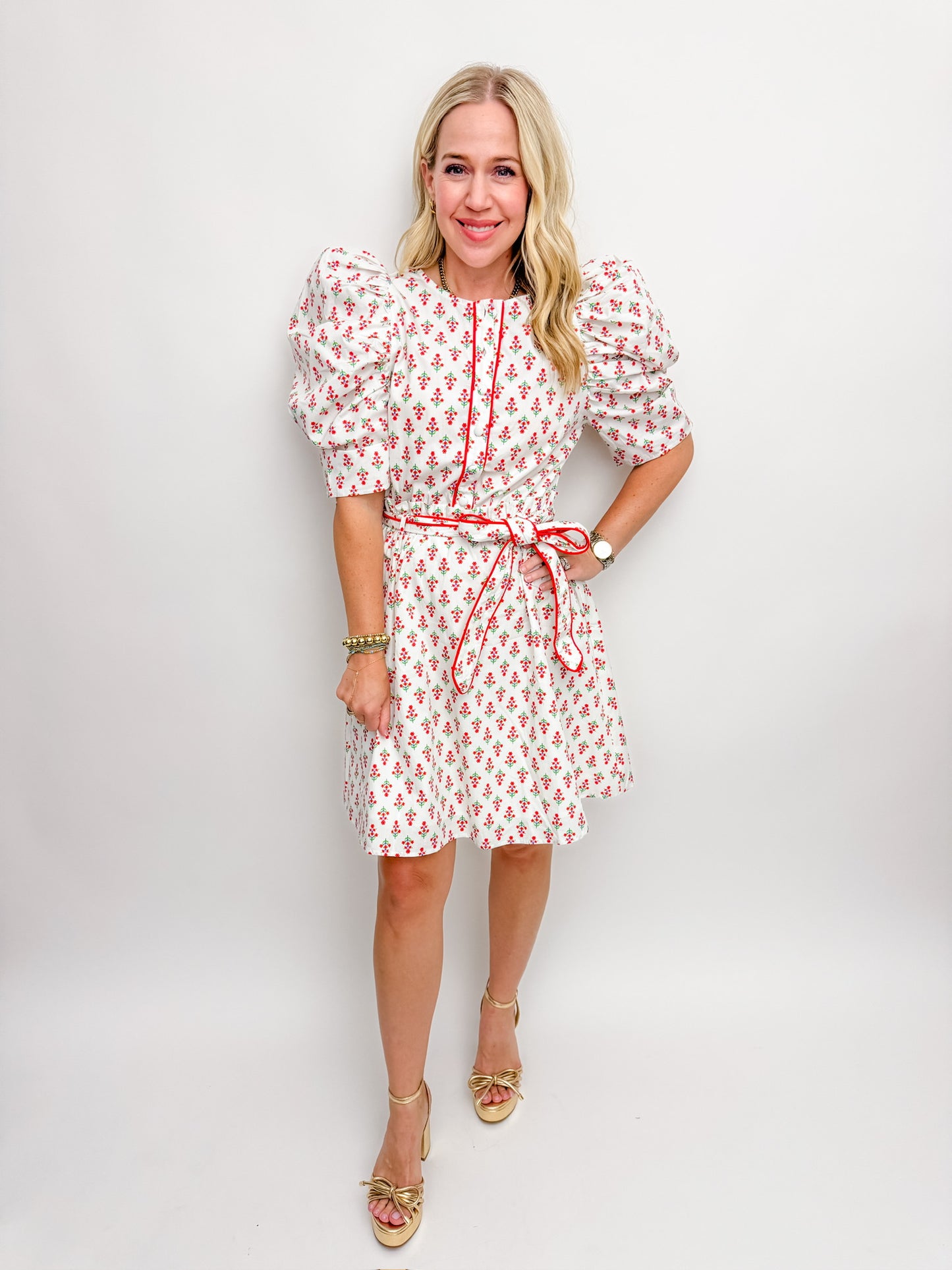 Dutch Floral Puff Sleeve Mini Dress