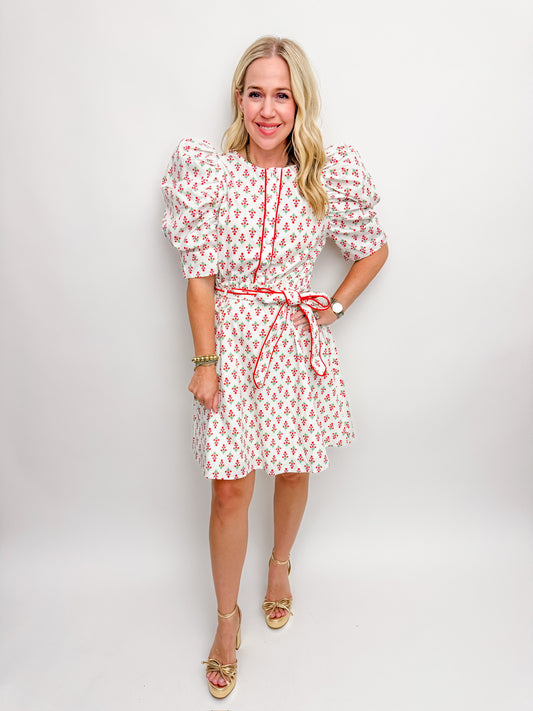 Dutch Floral Puff Sleeve Mini Dress