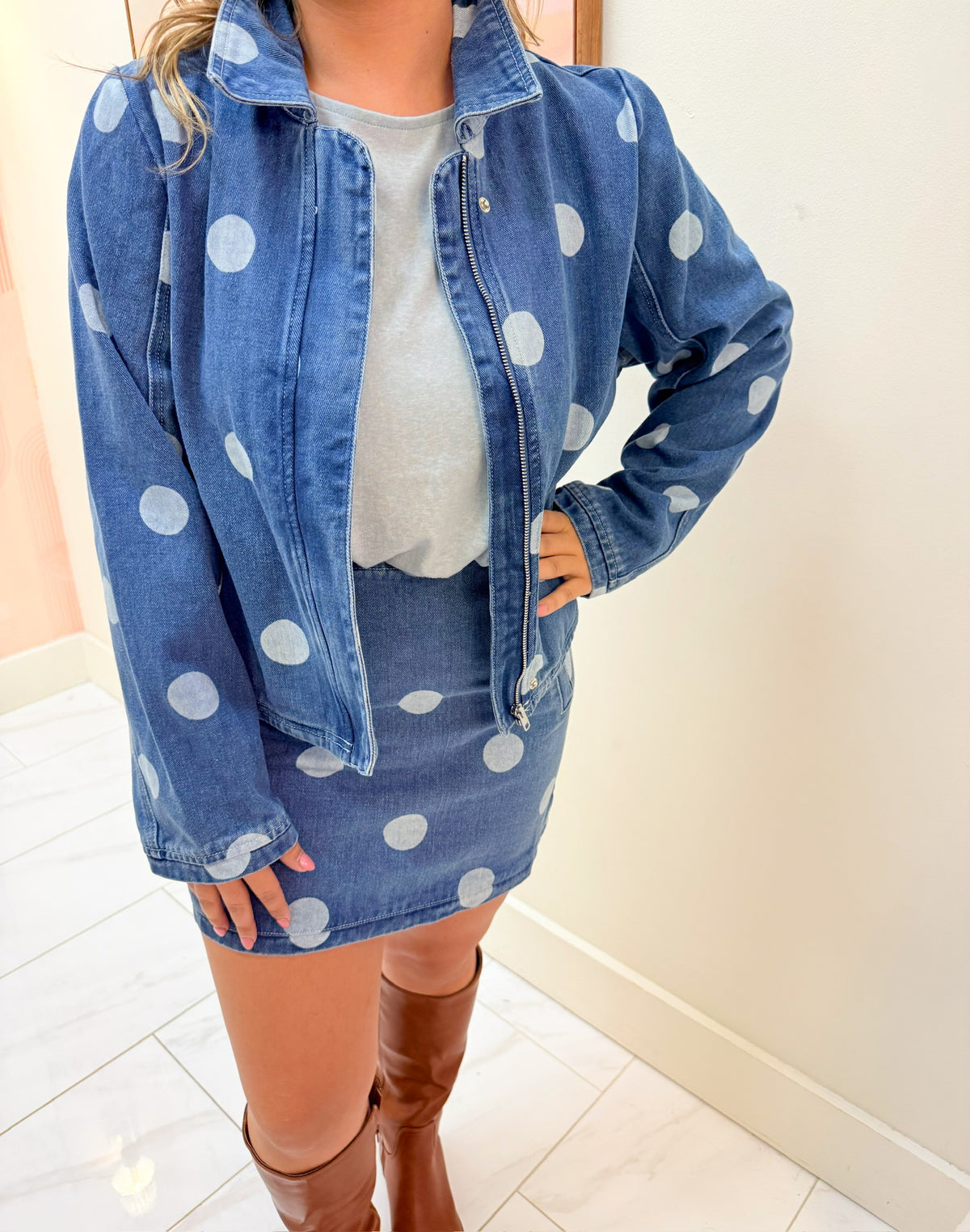 Rosie Polka Dot Denim Jacket
