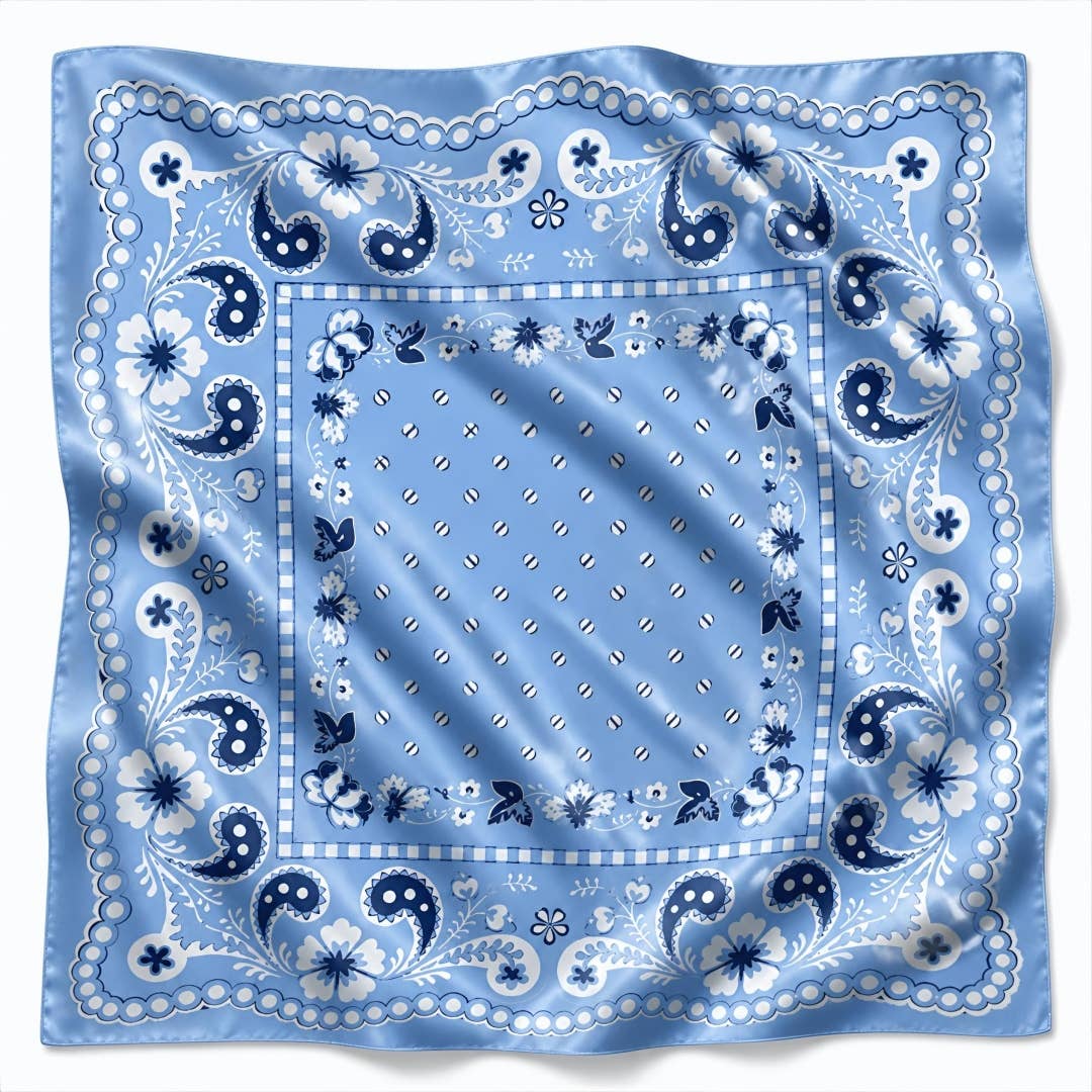 Baby Blue & White Gameday Bandana Scarf