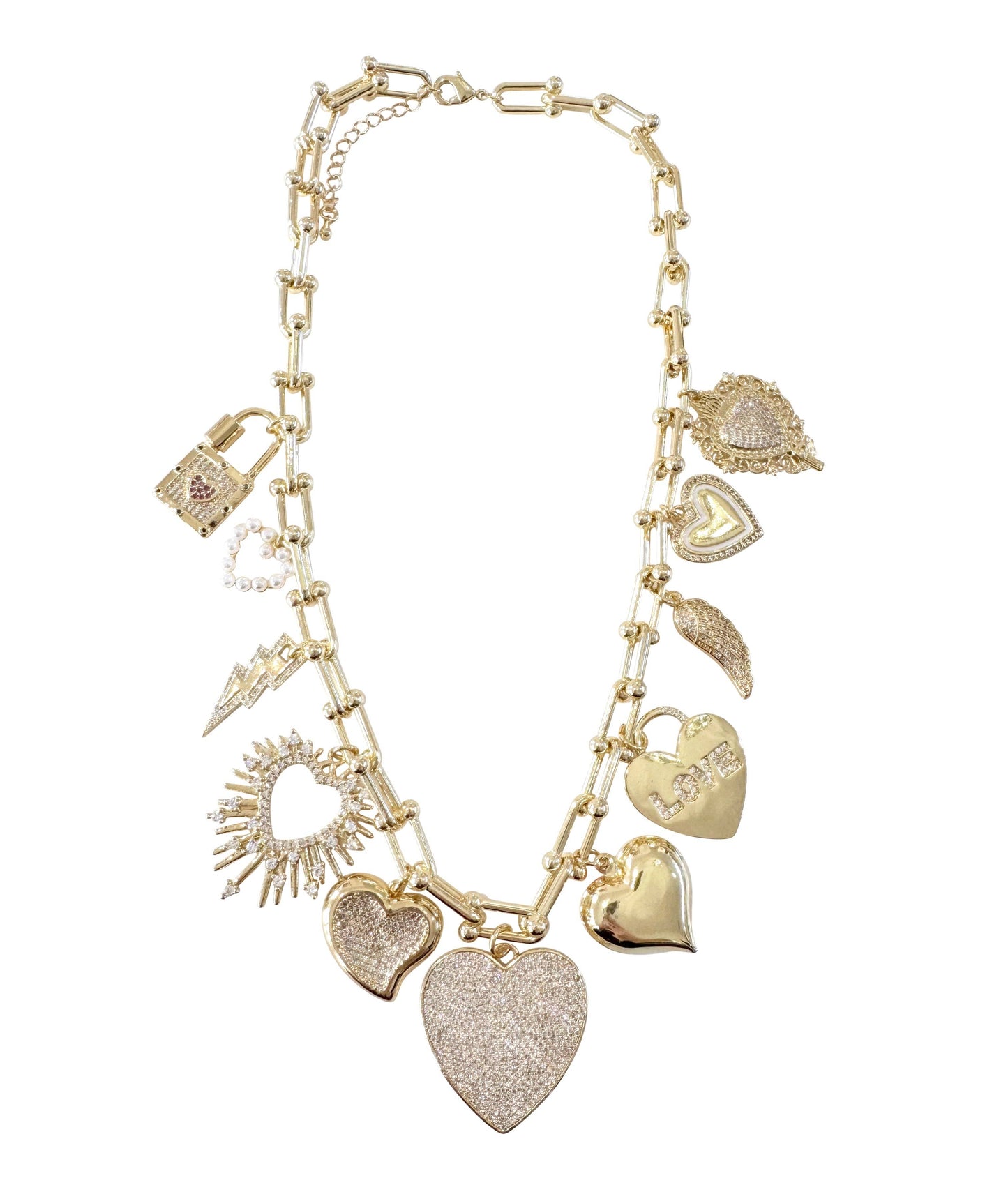 Fancy Heart Charm Necklace